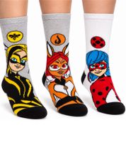 Calcetines Infantiles Miraculous Ladybug Pack de 3 con Diferentes Diseños Multicolor
