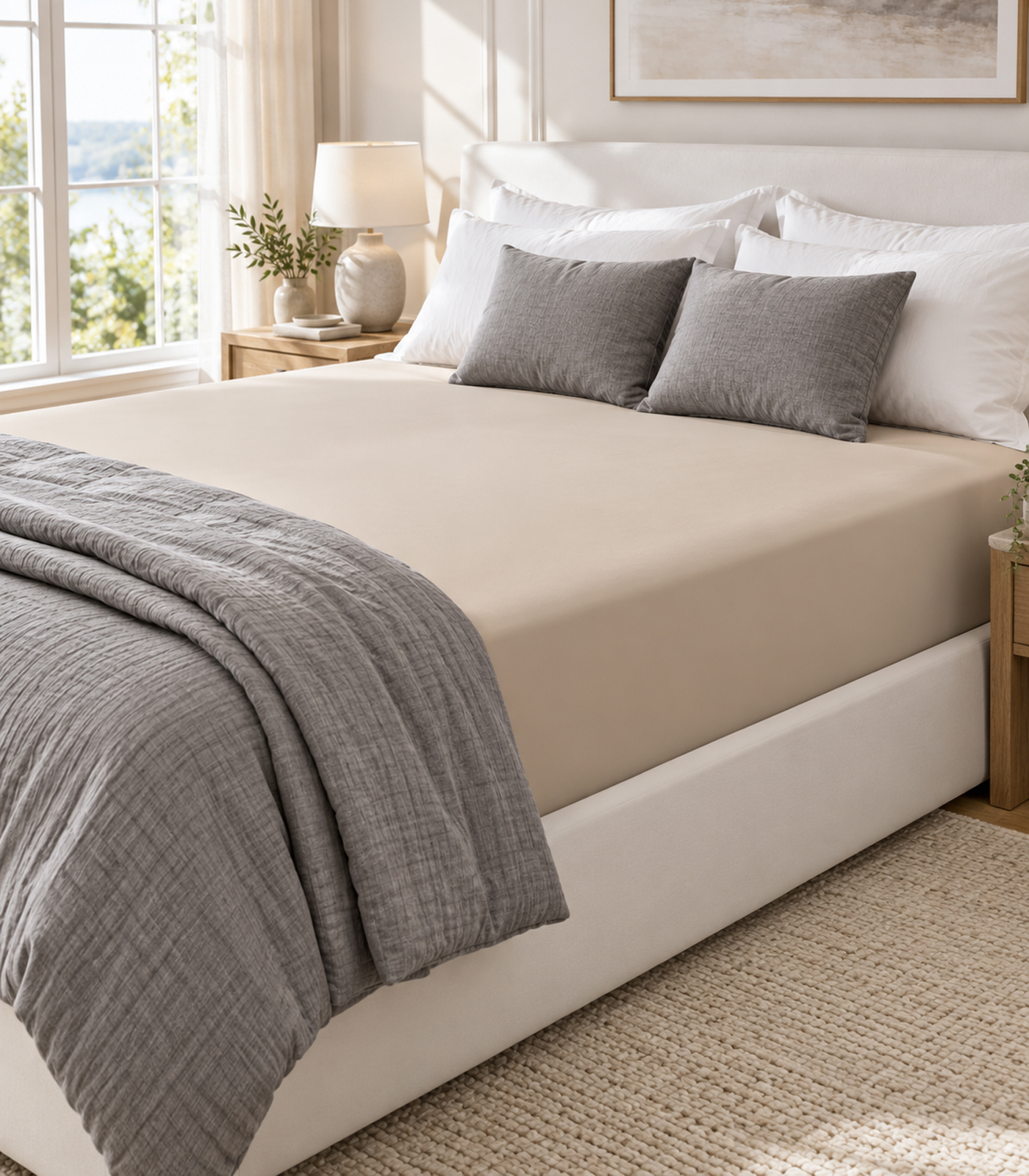 Jersey-Spannbetttuch für Doppelbetten von 180 × 200 bis 200 × 200 cm– Weiches & bequemes