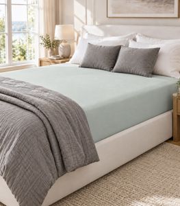 Sábana bajera ajustable de punto (jersey) para camas dobles de 180 × 200 a 200 × 200 cm – Sábana suave y cómoda en color Verde