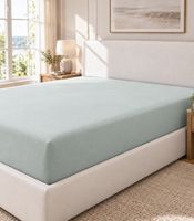 Sábana bajera ajustable de punto (jersey) para camas dobles de 180 × 200 a 200 × 200 cm – Sábana suave y cómoda en color Verde