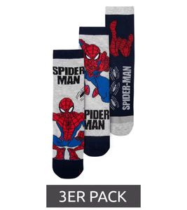 3 Pares de Calcetines Infantiles Spider-Man de Algodón – Cómodos Calcetines MARVEL con 3 Diseños Diferentes de Spiderman – Multicolor
