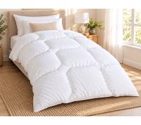 fan Steppbett-Decke 155 × 220cm mit DACRON Comforel Clima Füllung – Temperaturregulierende Bettdecke für angenehmen Schlaf – Weiß