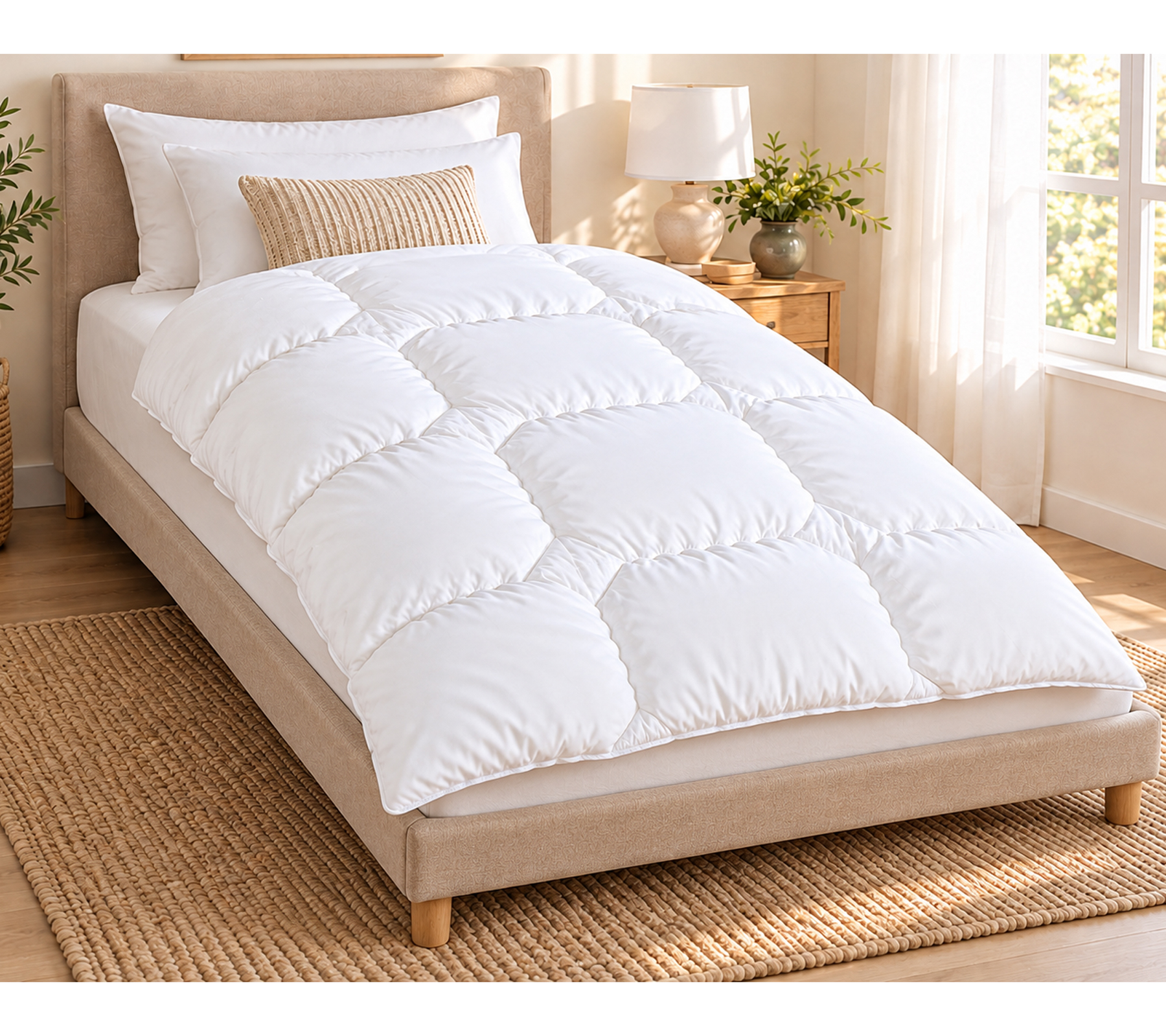 fan Steppbett-Decke 135 x 200cm mit DACRON Comforel Clima Füllung – Temperaturregulierende Bettdecke für angenehmen Schlaf – Weiß