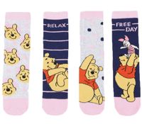4-Pair Pack of Disney Winnie the Pooh Cotton Socks for Kids – Comfortable socks for children featuring Winnie the Pooh in 4 different designs – Multicolored