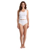 2er Pack Damen Taillenslips – Bequeme High Waist Slips aus Baumwolle mit und ohne Spitze – Damen Unterwäsche mit hohem Bund 7661900 in Weiß