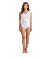 2er Pack Damen Taillenslips – Bequeme High Waist Slips aus Baumwolle mit und ohne Spitze – Damen Unterwäsche mit hohem Bund 7661900 in Weiß