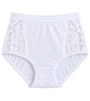 2er Pack Damen Taillenslips – Bequeme High Waist Slips aus Baumwolle mit und ohne Spitze – Damen Unterwäsche mit hohem Bund 7661900 in Weiß