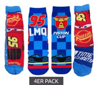 4-Pair Pack of Disney Pixar Cars Cotton Socks for Kids – Comfortable socks for children featuring Lightning McQueen in 4 different designs – Multicolored