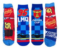 4-Pair Pack of Disney Pixar Cars Cotton Socks for Kids – Comfortable socks for children featuring Lightning McQueen in 4 different designs – Multicolored