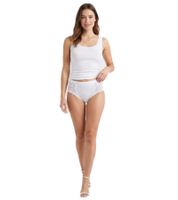 Lot de 3 slips pour femme (avec ou sans dentelle) – Slips en coton confortables, dotés d'une ceinture élastique et de bords doux au niveau des jambes (réf. 7661900), coloris blanc.