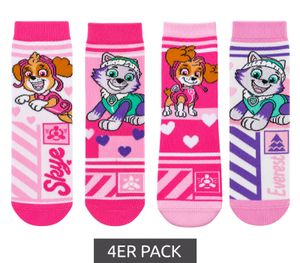 4-Pair Pack of Paw Patrol Cotton Socks for Kids – Comfortable Socks for Girls with 4 Different Designs – Multicolored