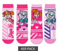 4-Pair Pack of Paw Patrol Cotton Socks for Kids – Comfortable Socks for Girls with 4 Different Designs – Multicolored