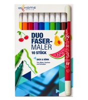 Lot de 10 feutres « Duo » Sellner Home Office (10 couleurs), dotés d'une pointe épaisse et d'une pointe fine pour dessiner et écrire – **Produit de second choix (B-Ware) – contrôlé** – Multicolore