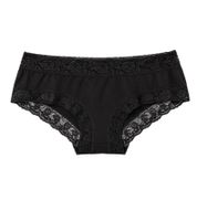 2er Pack Damen Pantys mit eleganter Spitze – Bequeme Baumwoll Slips mit elastischem Bund und floralen Spitzendetails 7661900 Schwarz und Weiß