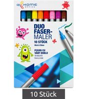 10 Stück Sellner Home Office Duo Fasermaler mit 10 Farben, mit dünner und dicker Seite zum schreiben und malen **B-Ware – geprüft** in Bunt