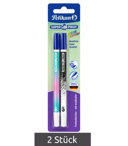 2 Pelikan Super Pirat Color Edition Ink Eradicators – Erase and Rewrite, for Blue Ink – **B-Stock (Checked)** – Assorted Colors