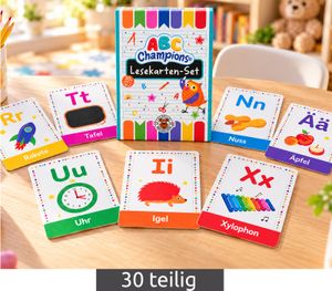 Trendhaus ABC Champions Lernspielkarten-Set mit 30 Karten - Lesekarten von A - Z inklusive Umlaute für Kinder **B-Ware – geprüft** in Bunt
