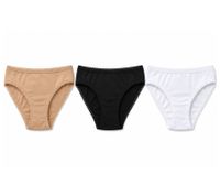 3er Pack Damen Slips – Bequeme Baumwoll-Unterhosen mit elastischem Bund und klassischer Passform Schwarz, Braun & Weiß