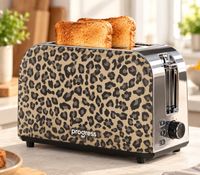 progress LEO Toaster – 2-Slice, 750 Watt, with 7 adjustable browning levels & crumb tray **B-stock – inspected** Beige/Leopard print