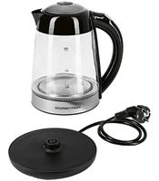 GOURMETmaxx Glass Electric Kettle with LED, 1.7L, 2200W & Digital Temperature Display – **B-Stock (Refurbished/Tested)** – Black/Silver