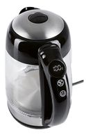 GOURMETmaxx Glass Electric Kettle with LED, 1.7L, 2200W & Digital Temperature Display – **B-Stock (Refurbished/Tested)** – Black/Silver