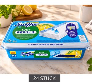 24 Pcs. Swiffer MAXI PACK 24 Wet Floor Cloths with Lemon Scent thousands of dirt-trapping fibers **B-Grade– Inspected** Wet Refills (White)