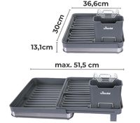 Vileda Dish Drying Rack with Convenient Cutlery Holder – Extendable Stainless Steel Design – **B-Stock (Outlet Item) – Inspected** – Silver/Black