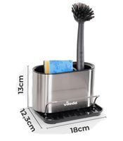 Vileda Stainless Steel Sink Organizer – Storage for Dishwashing Utensils **B-Stock – Inspected** Silver/Black