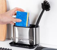 Vileda Stainless Steel Sink Organizer – Storage for Dishwashing Utensils **B-Stock – Inspected** Silver/Black
