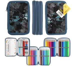 Idena 47-piece pencil case, including colored pencils, a class schedule, and other school supplies – **B-stock (inspected)** – Blue/Multicolored
