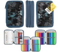 Idena 47-piece pencil case, including colored pencils, a class schedule, and other school supplies – **B-stock (inspected)** – Blue/Multicolored