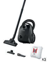 BOSCH Series 2 Bagged Canister Vacuum Cleaner, 99.9% dust pickup & 3 dust bags **B-stock – inspected** BGBS2X111 in black