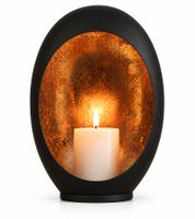 2er Pack Ø 14 x 8 x 20cm Windlichtleuchte aus Metall mit kupferfarbenen Akzenten in Schwarz