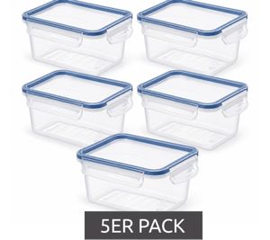 5er Pack Rotho CLIC & LOCK Kühlschrankorganizer 1 Liter Stapelbare Frischebox mit Deckel 16,1 × 12 × 11,3 cm 7636311 Transparent/Weiß