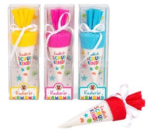 Trendhaus ABC Champions Schultüten-Radierer – Radiergummi im Schultüten-Design für Kinder zufällige Farbauswahl **B-Ware – geprüft** in Bunt