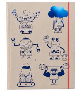 folia System Error Hungry Sammelmappe DIN A3 – Zeichenmappe mit Roboter-Motiven und Gummibandverschluss **B-Ware – geprüft** Grau/Blau