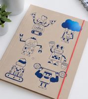 folia System Error Hungry Sammelmappe DIN A3 – Zeichenmappe mit Roboter-Motiven und Gummibandverschluss **B-Ware – geprüft** Grau/Blau