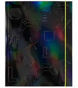 folia Game On Sammelmappe DIN A3 – Glänzende Zeichenmappe mit Gaming-Motiven und Gummibandverschluss **B-Ware – geprüft** Schwarz