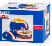 Casco para aperitivos de fútbol americano – Set de 4 piezas para patatas fritas, salsas y dulces – Azul/Rojo/Blanco