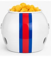 Casco para aperitivos de fútbol americano: set de 4 piezas para patatas fritas, salsas y dulces (Blanco/Rojo/Azul)