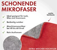 Panno in microfibra premium WALSER EXPERT, circa 48 x 42 cm, per auto e casa – **Articolo di seconda scelta (B-Ware) – controllato** – Rosso/Grigio