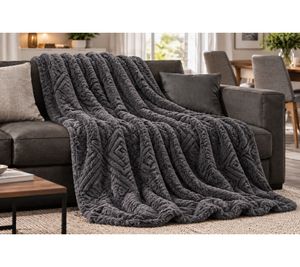 220x240cm Coperta Morbida in 100% Poliestere Microfibra – Plaid Accogliente per Soggiorno, Divano e Letto Grigio