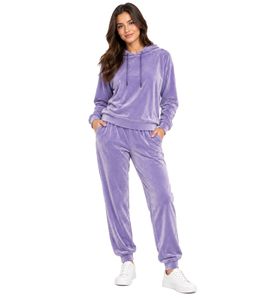 Pantalon d'intérieur en velours pour femme – Doux et confortable, avec poches – Jogging violet