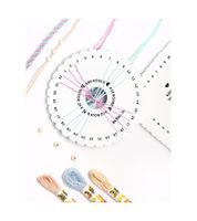 Kit de Manualidades folia Kumihimo Bracelets Pastel Rainbow para Pulseras de la Amistad con 8 Hilos de Algodón, 6 Cuentas de Madera y 2 Discos para Trenzar **Producto de segunda selección – probado** Multicolor