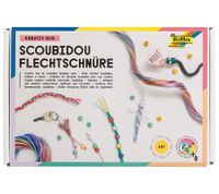 folia Scoubidou Flechtschnüre Bastelset 197-teilig mit 150 bunten Flechtschnüren, Holzperlen, Wackelaugen & Schlüsselringen zum Basteln und Gestalten **B-Ware – geprüft** Mehrfarbig