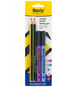 Set de escritura STAEDTLER Noris con 2 lápices y 2 rotuladores de punta fina – 4 piezas – 61 BK4-1 **Producto reacondicionado / con embalaje dañado – verificado** – Multicolor