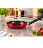 Sartén Krüger Ø 20 cm – Sartén de aluminio de alta calidad con revestimiento antiadherente, apta para inducción, **Producto de segunda categoría (B-Ware) – revisado** Rojo/Negro