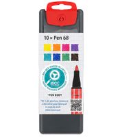 STABILO Pen 68 Felt-Tip Pens (Set of 10) – Premium fiber-tip pens with a 1 mm tip, in a convenient snap-closure case **B-stock – inspected**