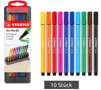 STABILO Pen 68 Felt-Tip Pens (Set of 10) – Premium fiber-tip pens with a 1 mm tip, in a convenient snap-closure case **B-stock – inspected**