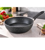 Sartén de bordes altos Krüger, Ø 24 cm – Sartén de aluminio forjado con revestimiento antiadherente efecto granito, 6,5 cm de altura, apta para inducción, **Producto de segunda categoría (B-Ware) – revisado** – Gris